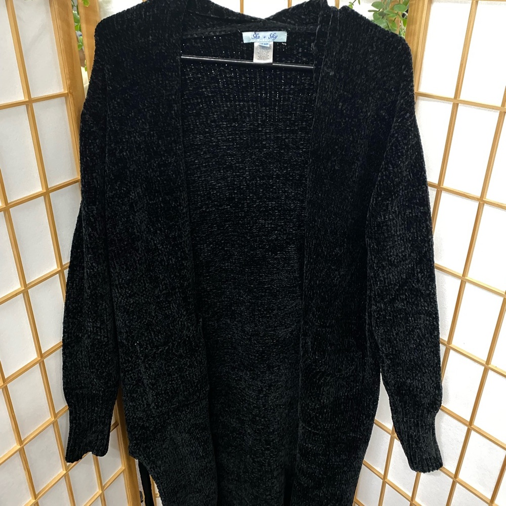 She and Sky Black Knit Cardigan
